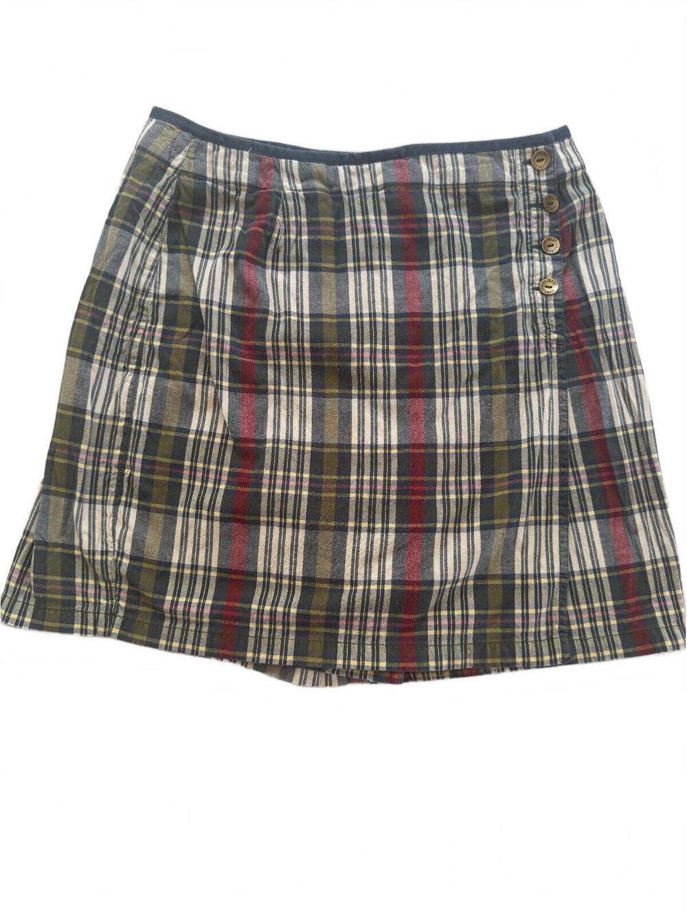 Lizwear Plaid Skort M 12 Liz Claiborne Button Side Cotton Academia Skirt Vtg 90s
